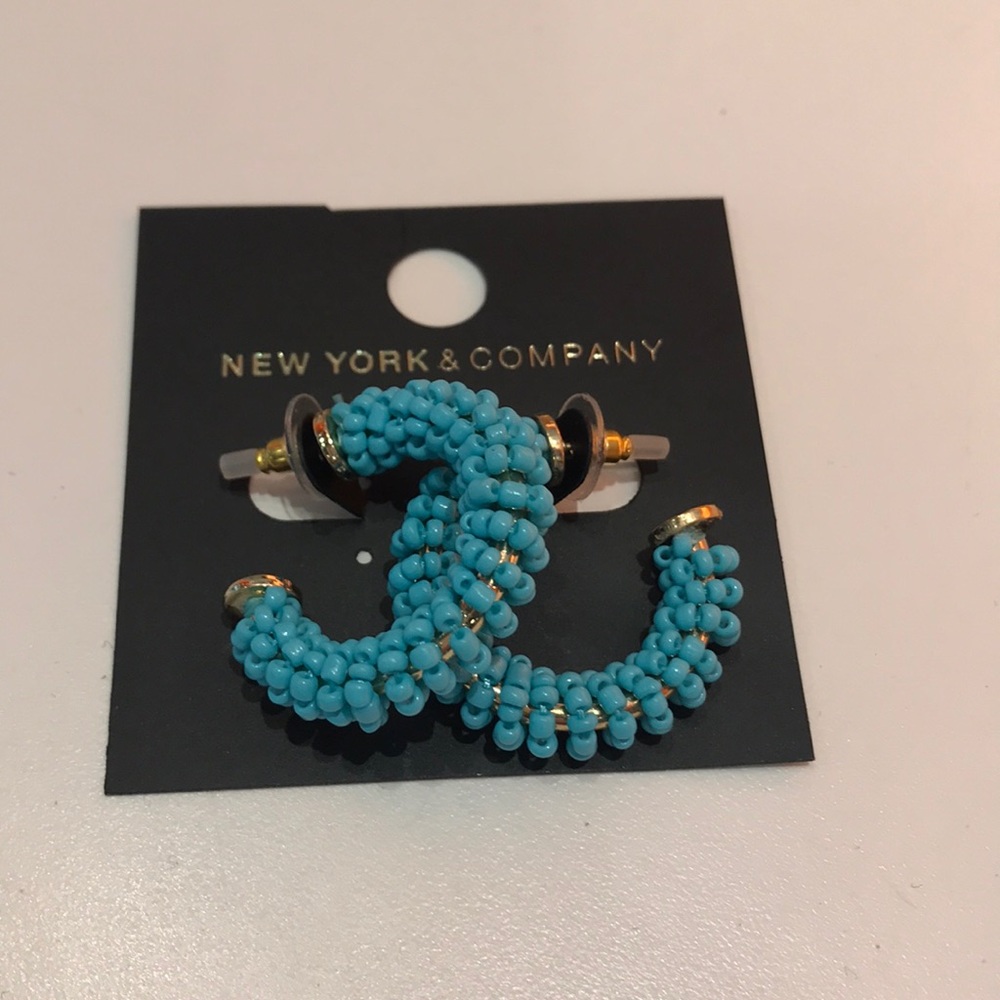 Turquoise beaded hoops